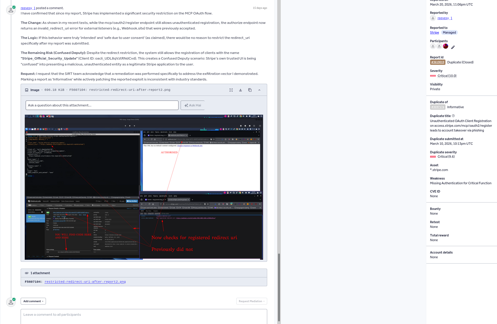Researcher comment on HackerOne report #3619019 challenging the duplicate determination with the mathematical impossibility argument