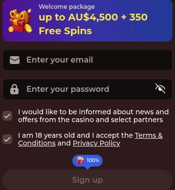 Vincispin welcome bonus full screenshot